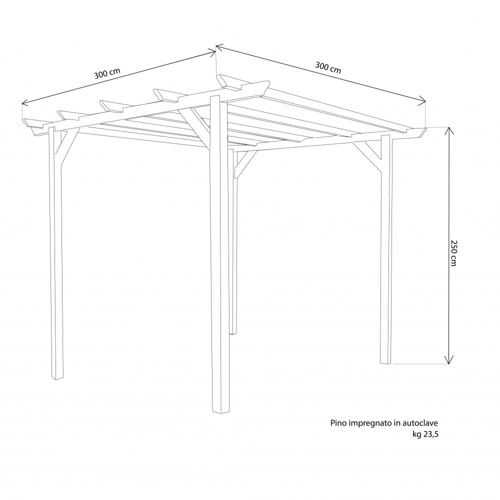 Pergola en bois de pin autoclavé 300x300xH250 cm Forêt