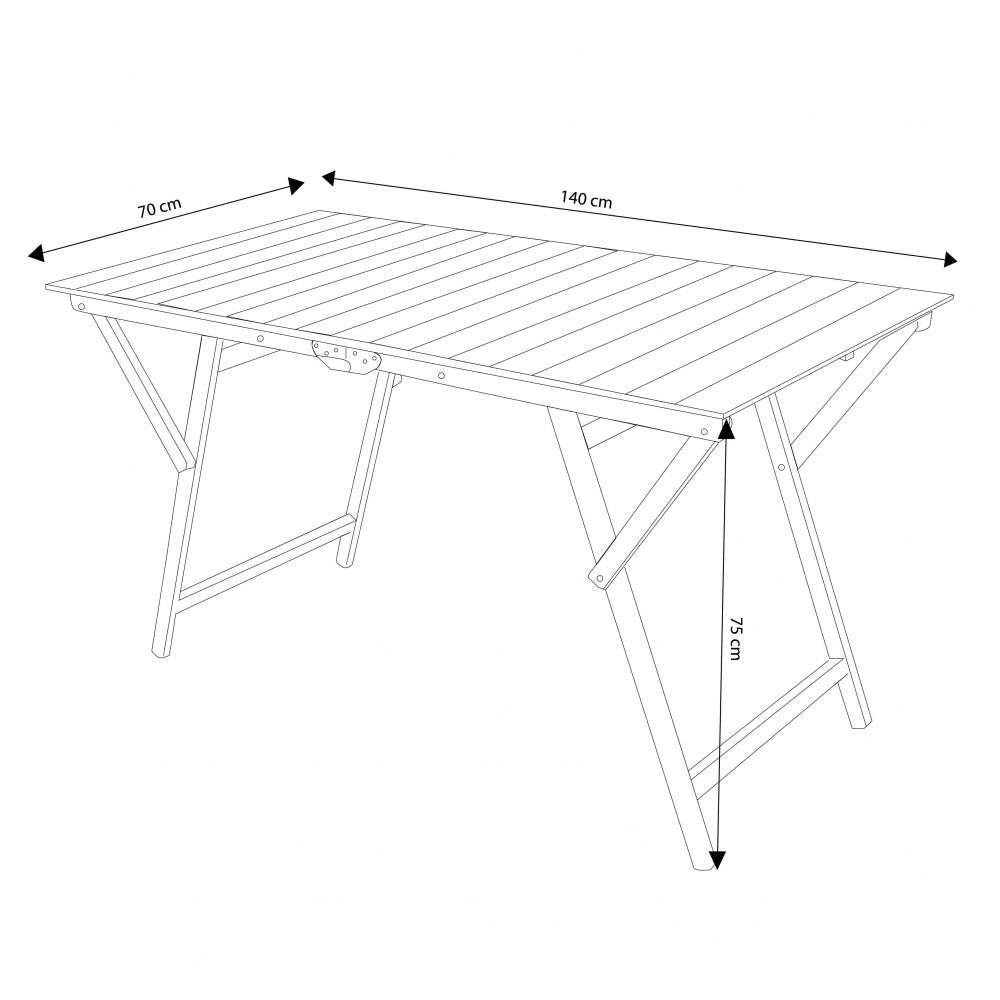 Table pliable 70x140 cm avec structure en bois Eventality