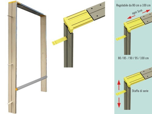 Sous-cadre universel en PVC pour portes 10,5 cm - H 217 cm