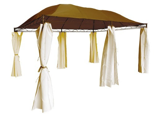 Gazebo en acier de la Barbade avec toile supérieure et latérale 4x3M pour jardin extérieur Collection Deluxe