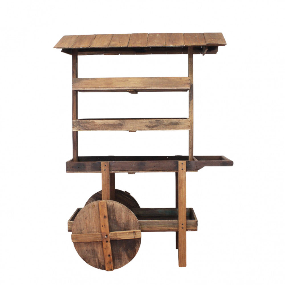 Libreria mobile scaffaletto carrello ornamentale in legno con ruote Sirio