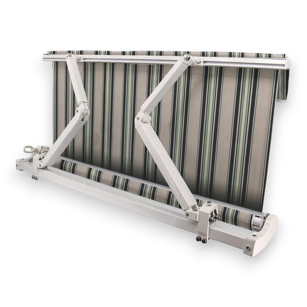 Store de balcon à rayures vertes avec structure en aluminium avec kit de montage Sonny