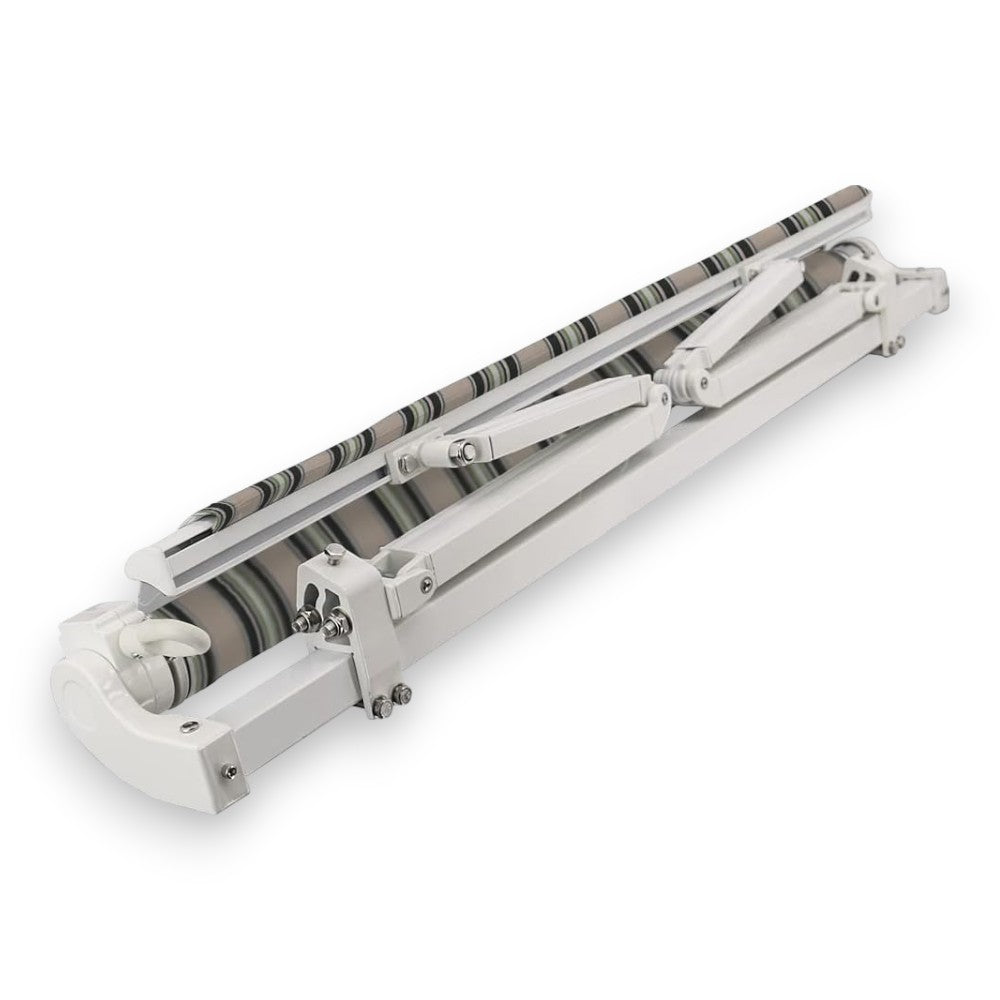 Store de balcon à rayures vertes avec structure en aluminium avec kit de montage Sonny