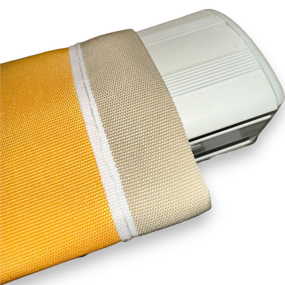 Store de balcon rayé jaune avec structure en aluminium avec kit de montage Sonny