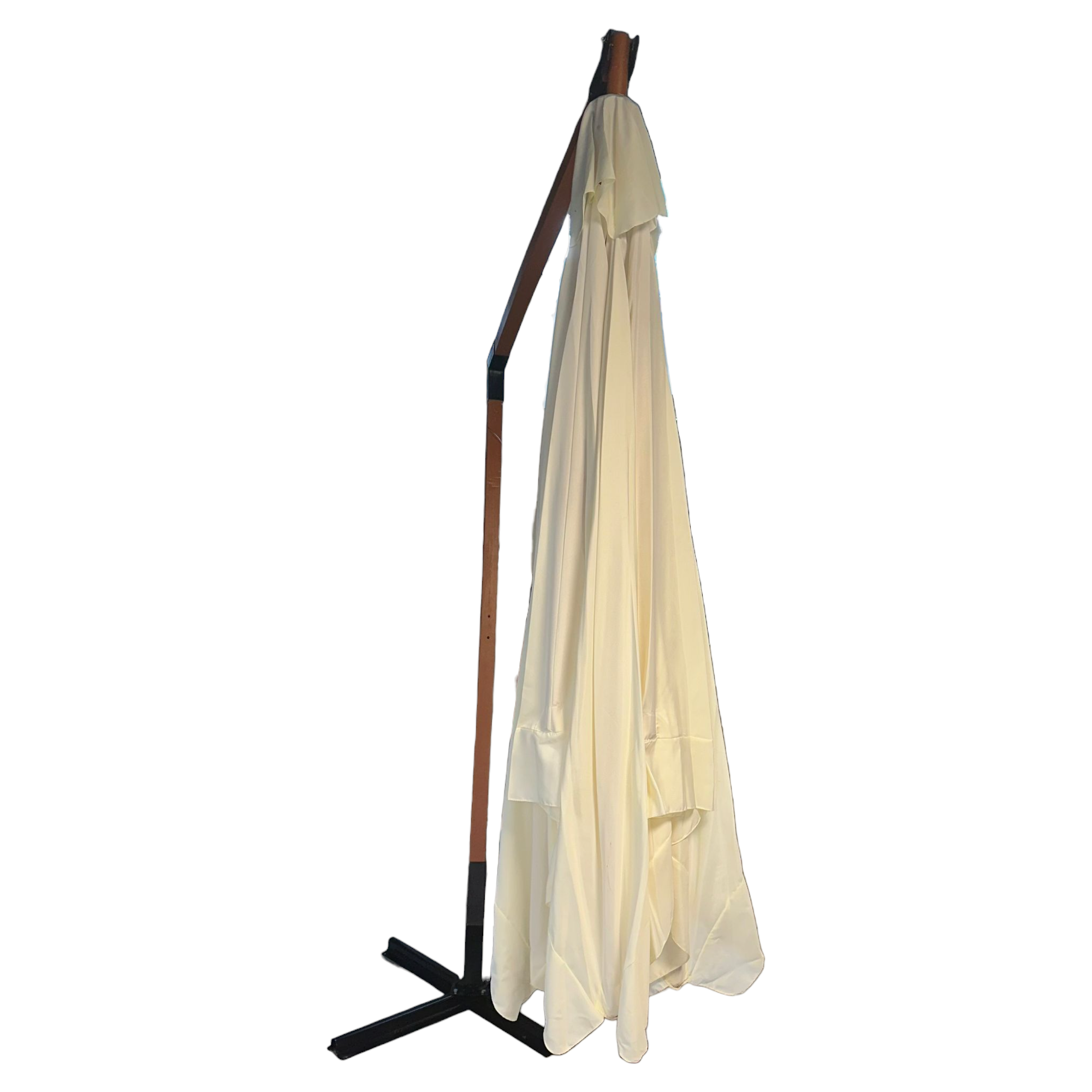 <transcy>Parasol en bois naturel 300x300 cm avec base de support</transcy>