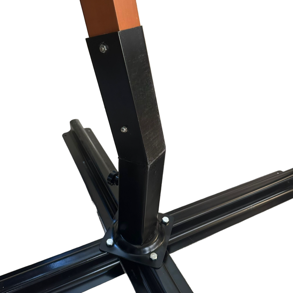 <transcy>Parasol en bois naturel 300x300 cm avec base de support</transcy>