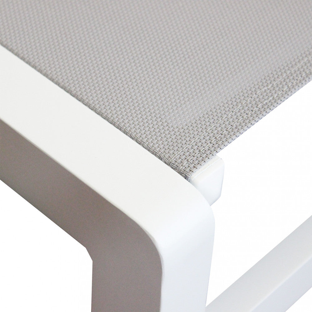 Transat de jardin en aluminium et textilène avec dossier réglable, capote et roulettes Madela 