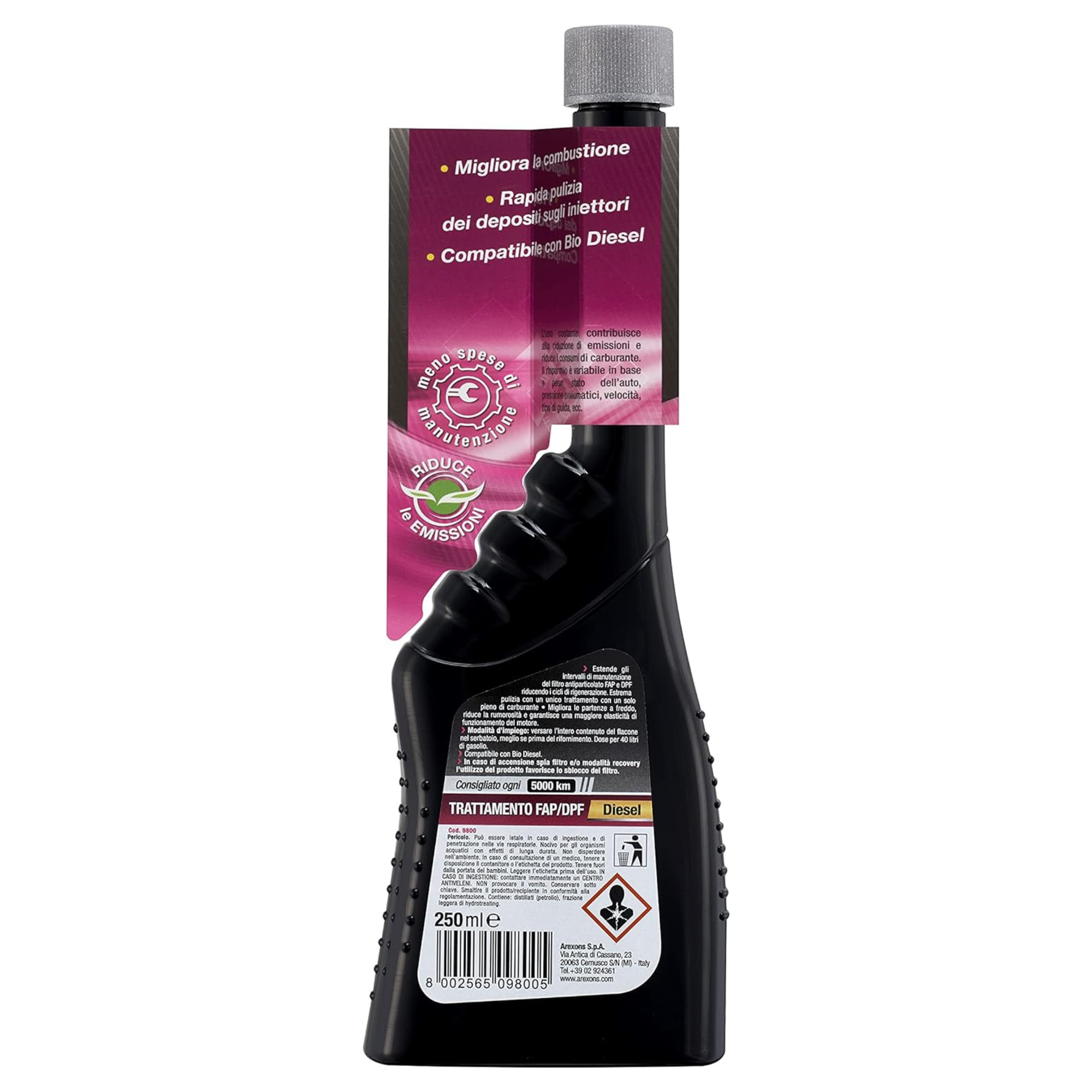 Additivo diesel per trattamento FAP DPF 250 ml riduce PM10 migliora combustione prolunga manutenzione pulizia filtro antiparticolato