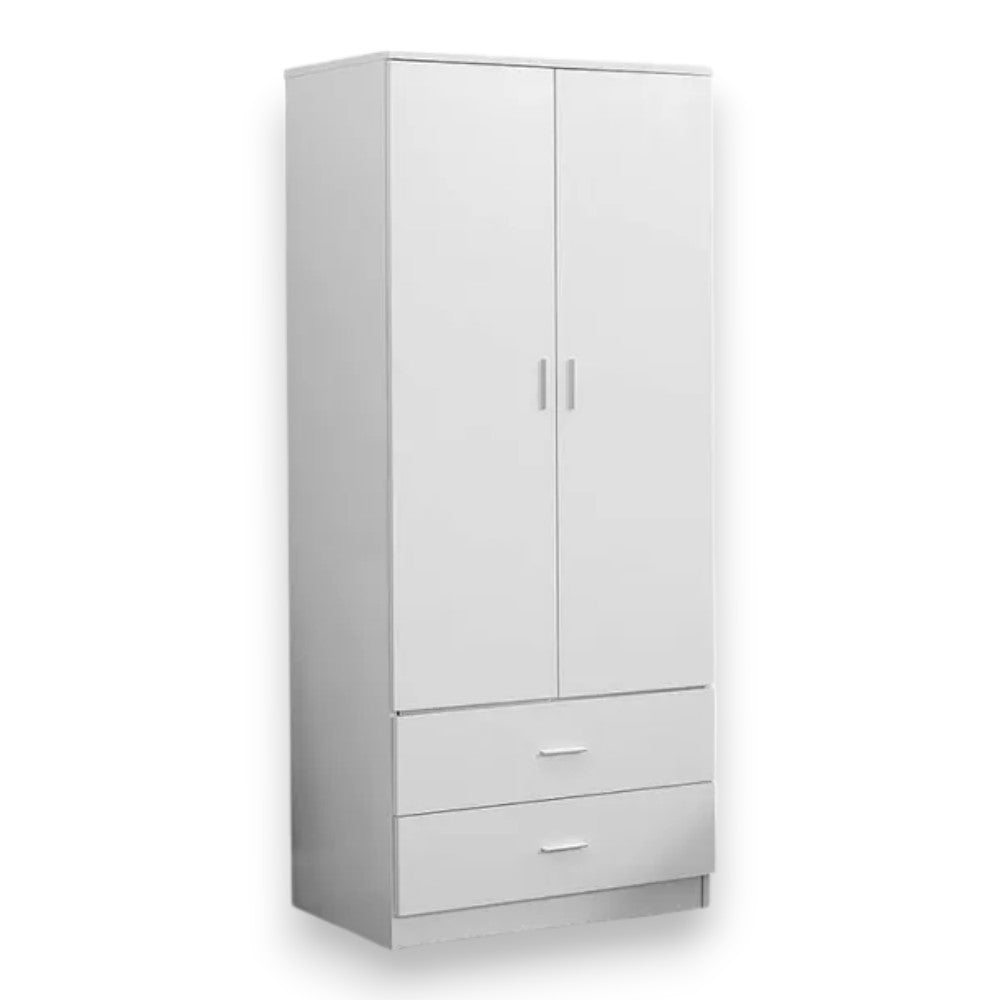 armoire avec deux portes et deux étagères 'wardrobe 4' blanc 80x52x190h cm
