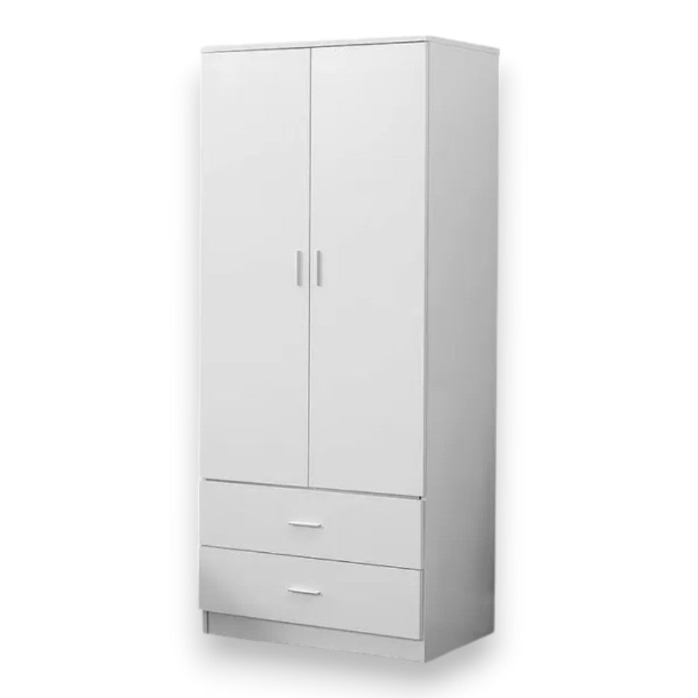 armoire avec deux portes et deux étagères 'wardrobe 4' blanc 80x52x190h cm