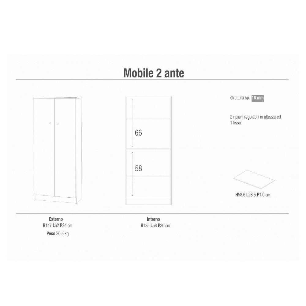 A15800Euk Kit Armoire 2 Portes Eucalyptus