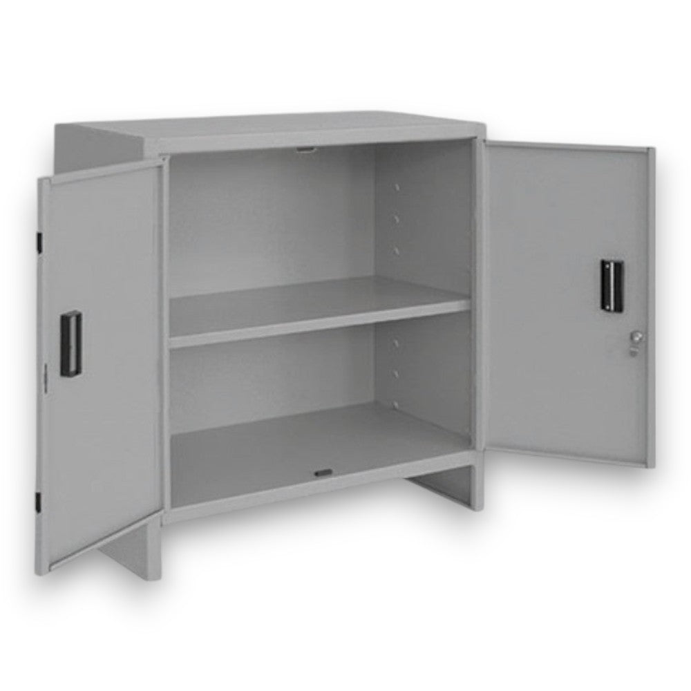 Mini armoire basse de plain-pied 100x40xH80 cm en métal, double porte avec serrure Prometal