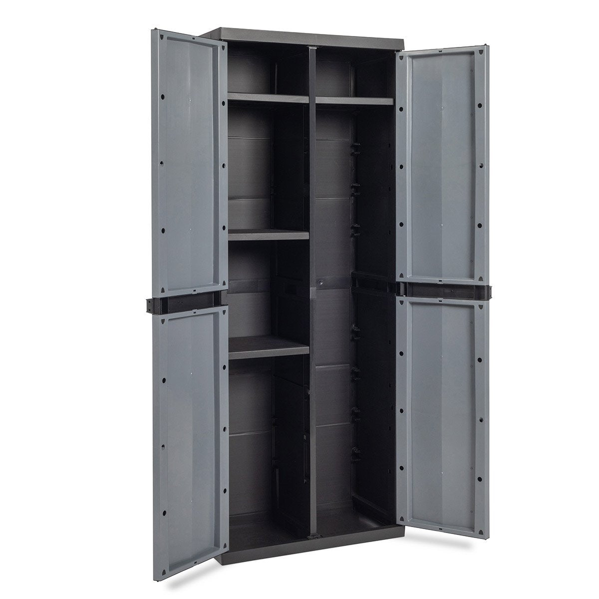 Armoire à balais en résine Trend Line Toomax avec 2 portes et 4 étagères réglables 