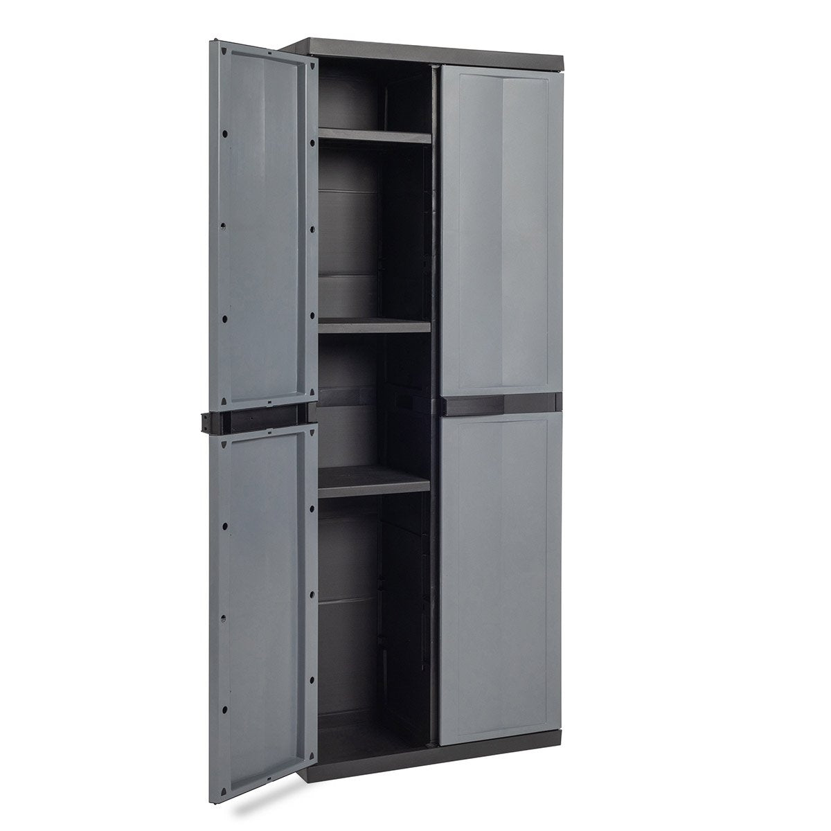 Armoire à balais en résine Trend Line Toomax avec 2 portes et 4 étagères réglables 