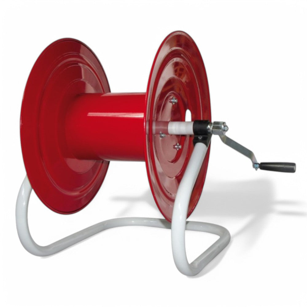 Carrello avvolgitubo per irrorazione a slitta in acciaio completa di raccordi