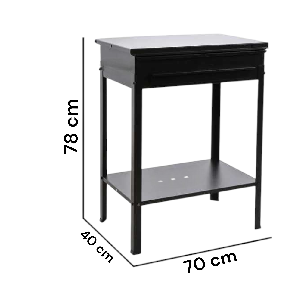 Barbecue a carbone in acciaio nero con griglia cromata e cassetto ceneri estraibile