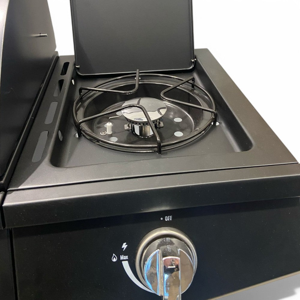 Barbecue à gaz 3 feux + brûleur latéral avec structure en acier noir Lapillo Mini