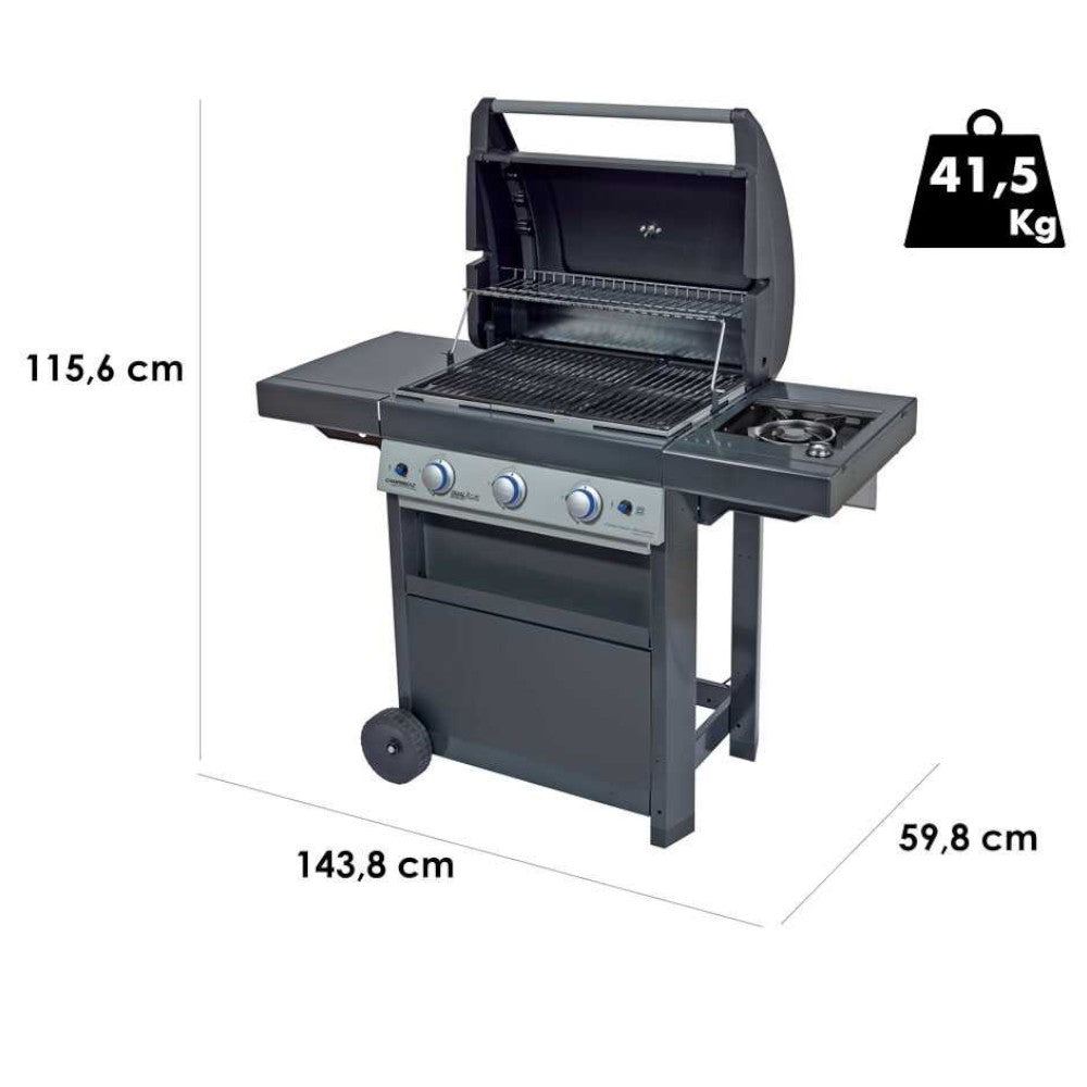 Barbecue a gas 9,6 Kw con 3 bruciatori + fornello e doppia alimentazione metano - gpl  3 CLASSIC LBS DUAL GAS