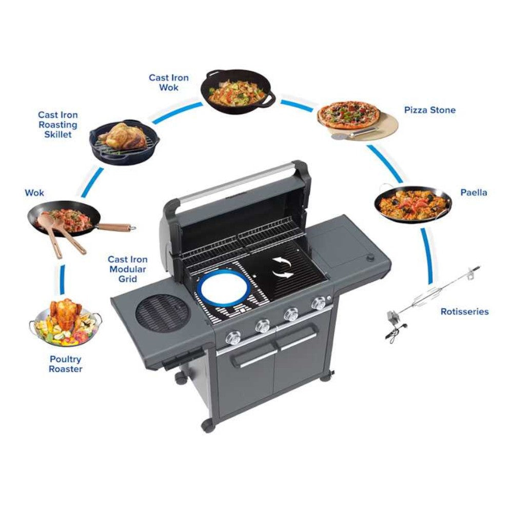 Barbecue a gas 9,6 Kw con 3 bruciatori + fornello e doppia alimentazione metano - gpl  3 CLASSIC LBS DUAL GAS