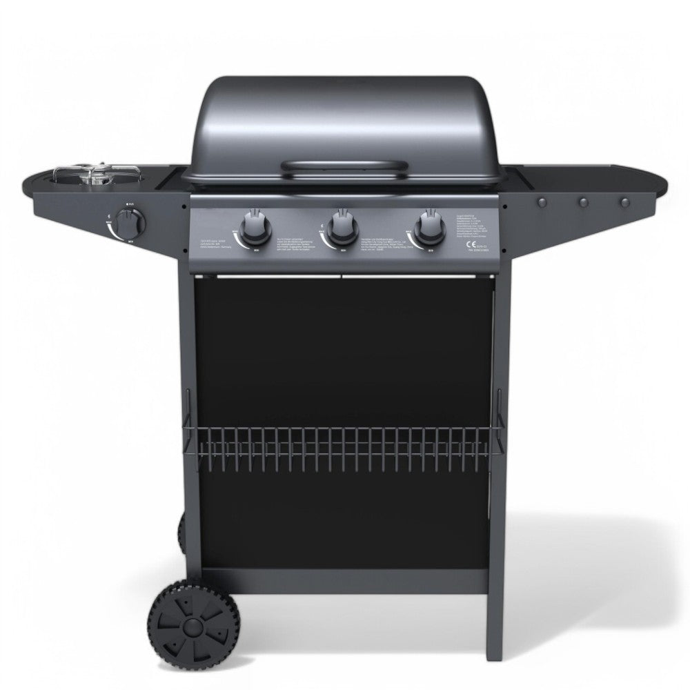 Barbecue a gas a tre fuochi 11 Kw con fornellone 104x55,4x97,7H cm