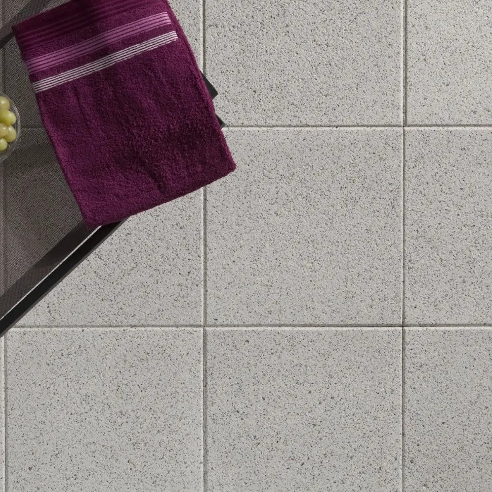 Set 4 piastre base per ombrellone e pavimentazione esterna bianco carsico 50x50x3,7 cm 85 KG