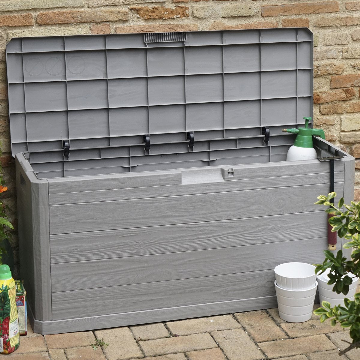 Coffre de rangement polyvalent gris tourterelle Woody's 280 litres