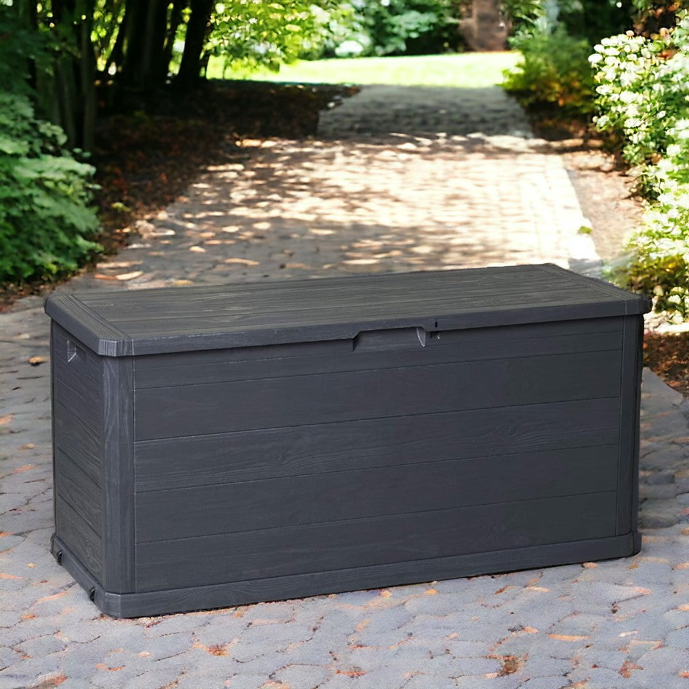 Coffre polyvalent en résine effet bois Woody's 280lt résine anthracite 120x45x56