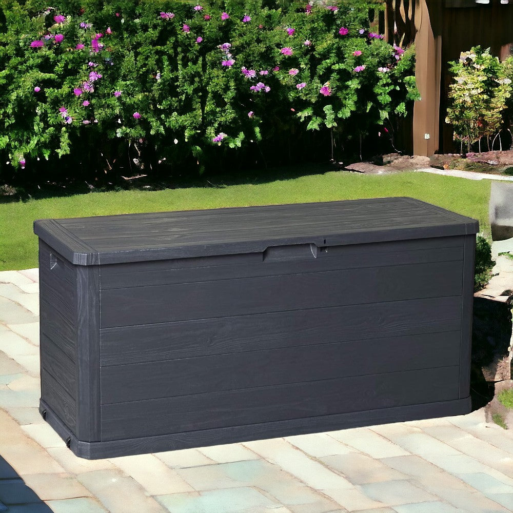 Coffre polyvalent en résine effet bois Woody's 280lt résine anthracite 120x45x56