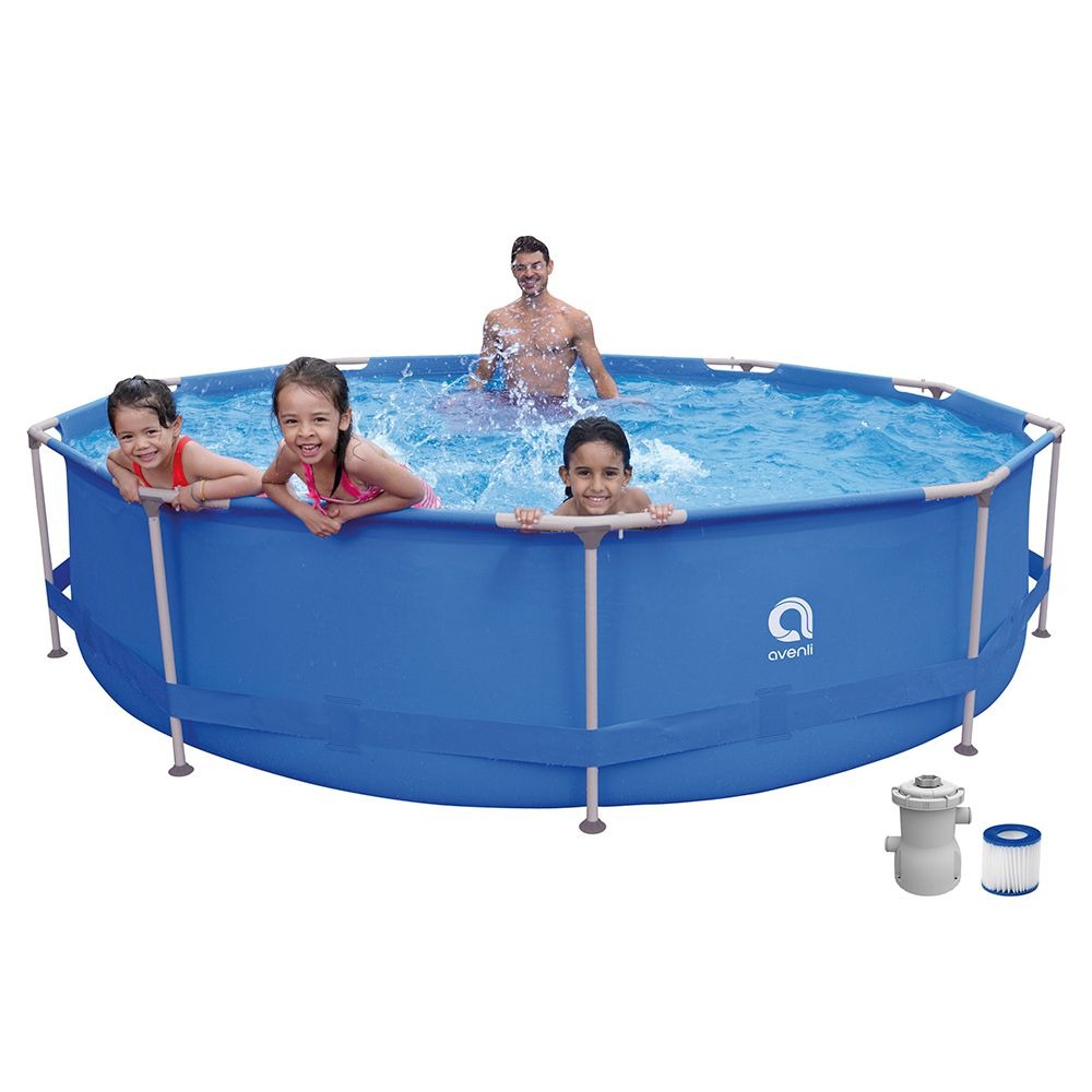 Piscine ronde Ø360xh76 cm avec structure métallique et feuille PVC multicouche