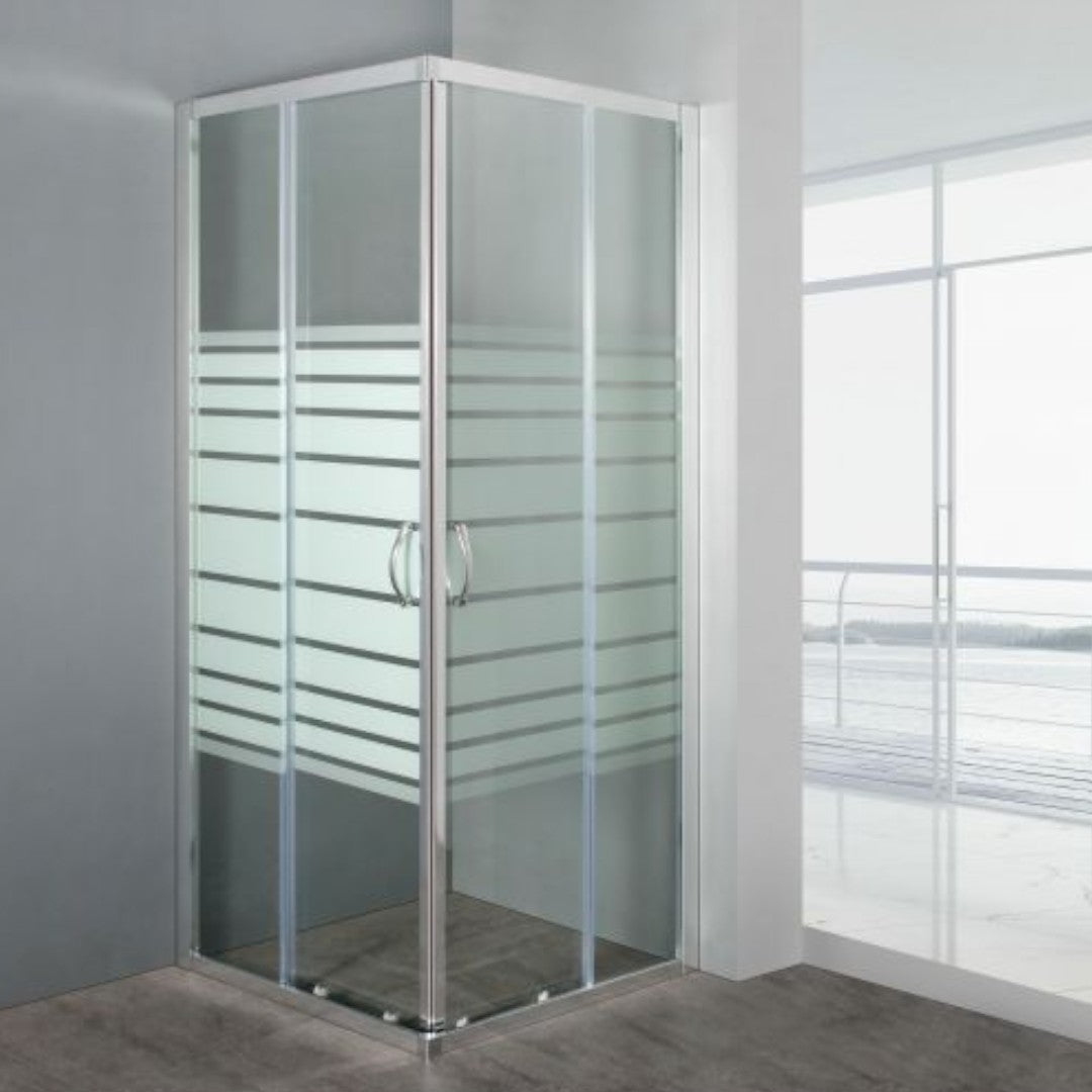 Cabine de douche en verre avec 2 portes coulissantes modèle ORCHIDEA 80x80xH190 cm