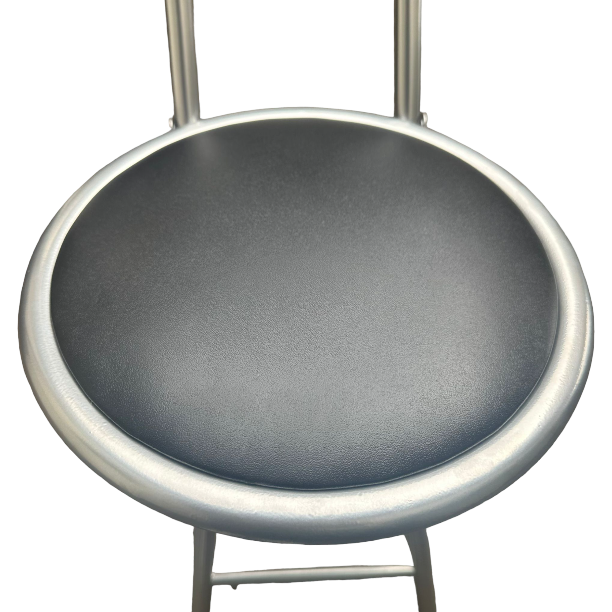 Sgabello pieghevole con struttura in acciaio seduta e schienale imbottiti in PVC Easy