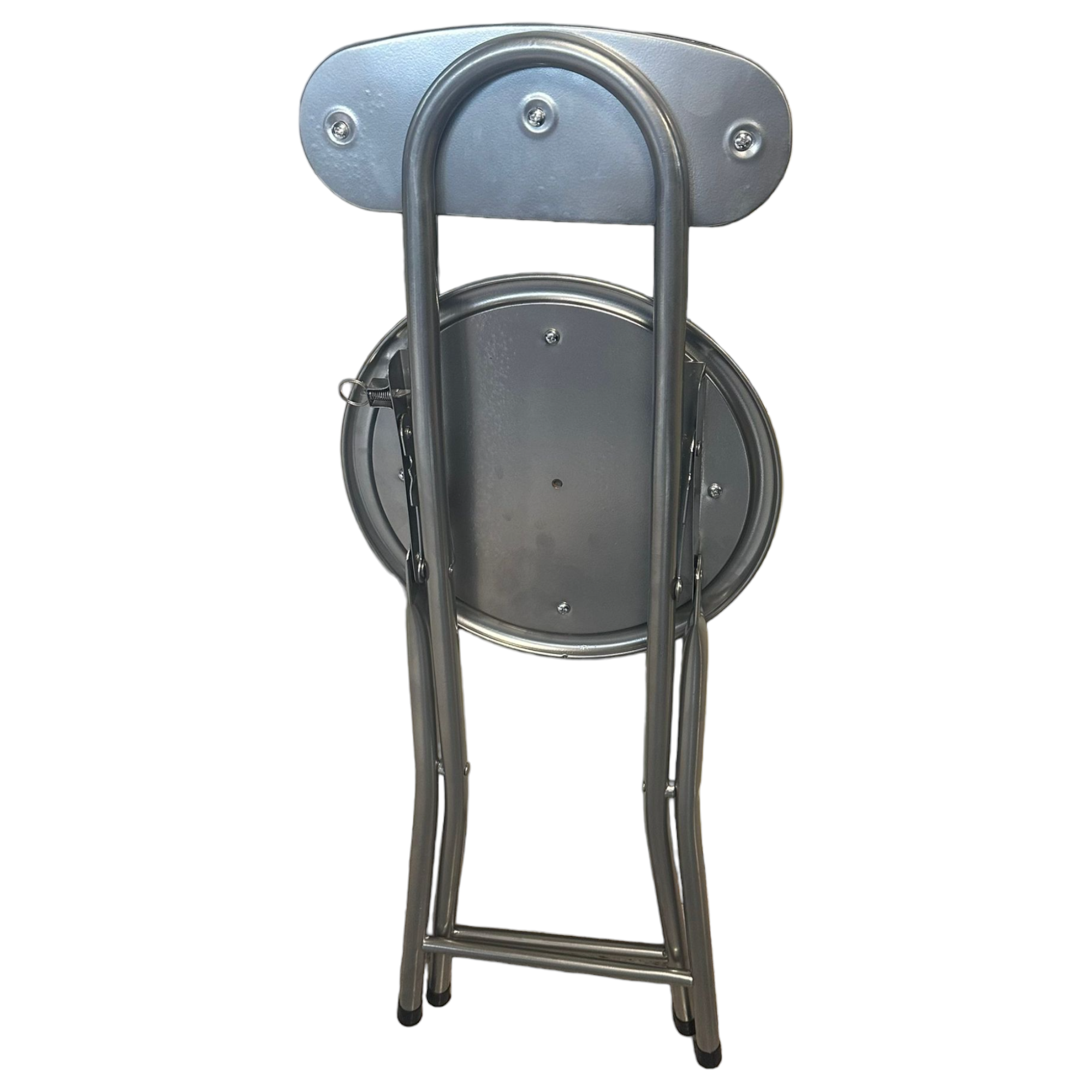 Sgabello pieghevole con struttura in acciaio seduta e schienale imbottiti in PVC Easy