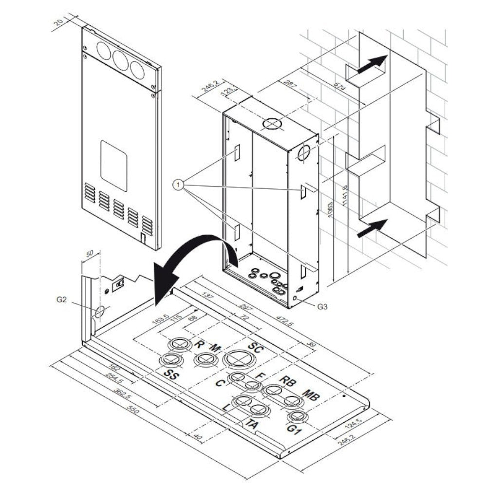 Caldaia unità d'Incasso spaziozero 4 Condensing con portina