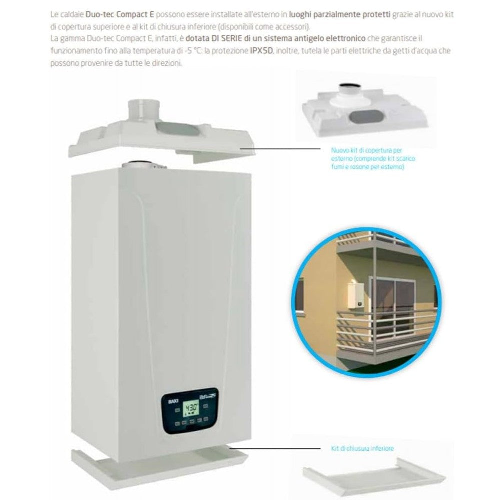 Caldaia a condensazione A con pannello comandi digitale con ampio display LCD retroilluminato metano e gpl H70x40x30 cm Duo-Tec Compact E