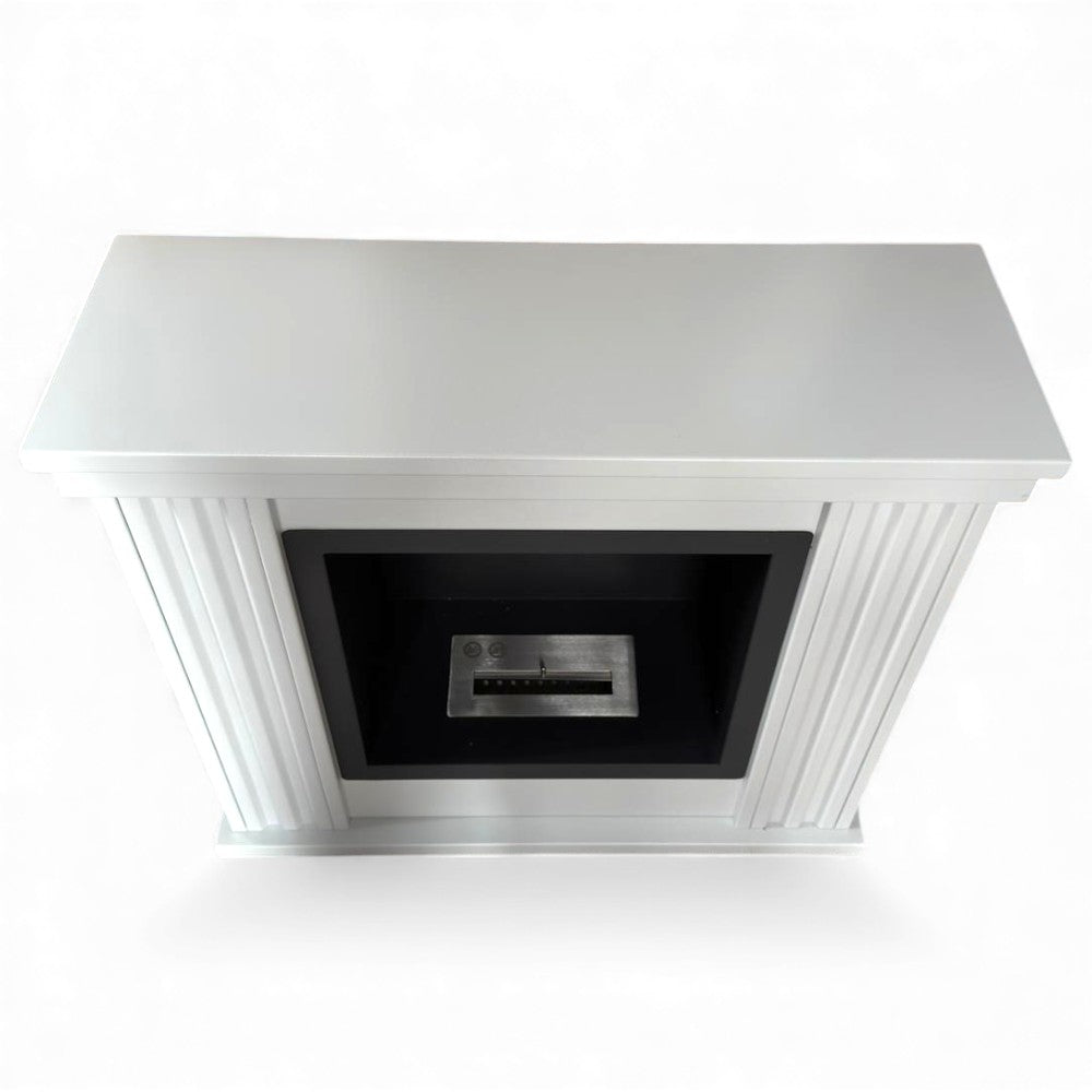 Cheminée au bioéthanol écologique blanche à poser au sol 86x30x77h cm