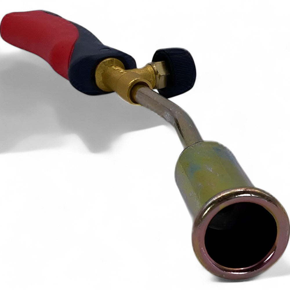 Cannello riscaldo a gas per asfaltista con rubinetto lunghezza 40 cm bruciatore diametro 25 mm robusto e pratico uso