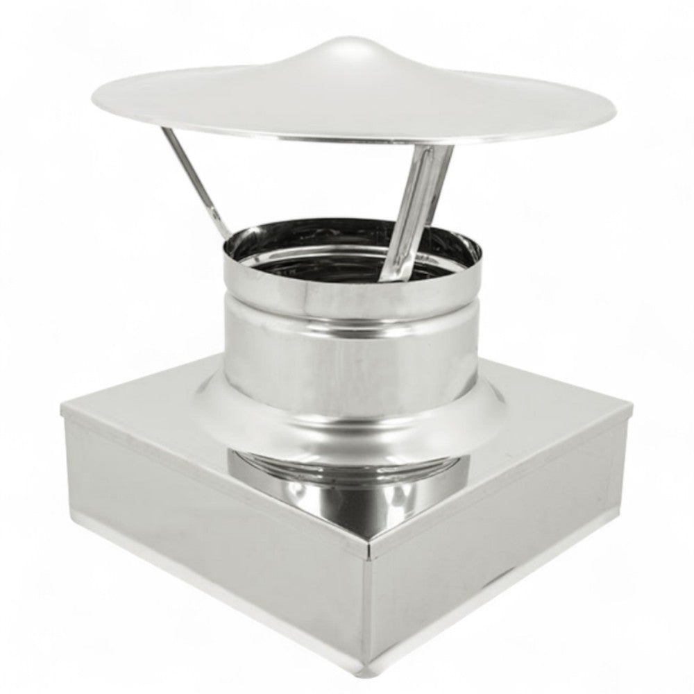 Fumaiolo in acciaio inox quadro a cappello cinese