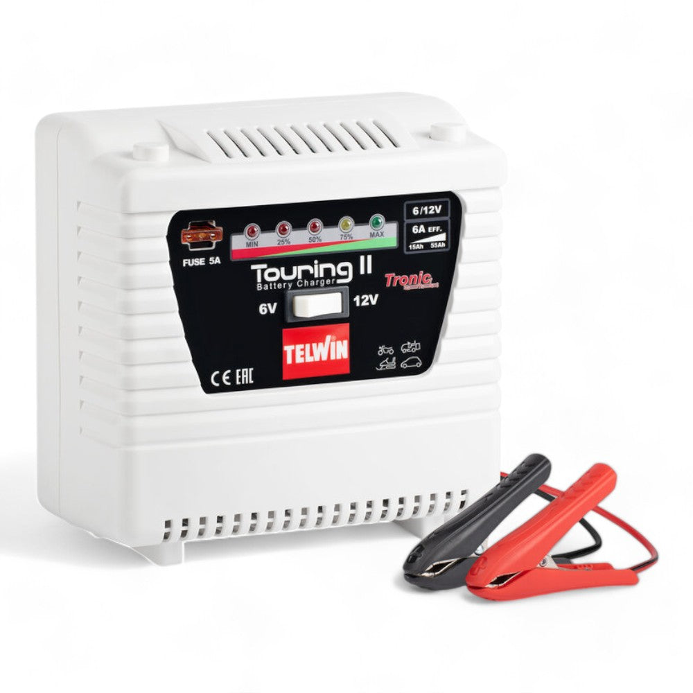 caricabatterie portatile 60w 6 12v 4 5a per accumulatori piombo con protezione sovraccarico e inversione polarità led