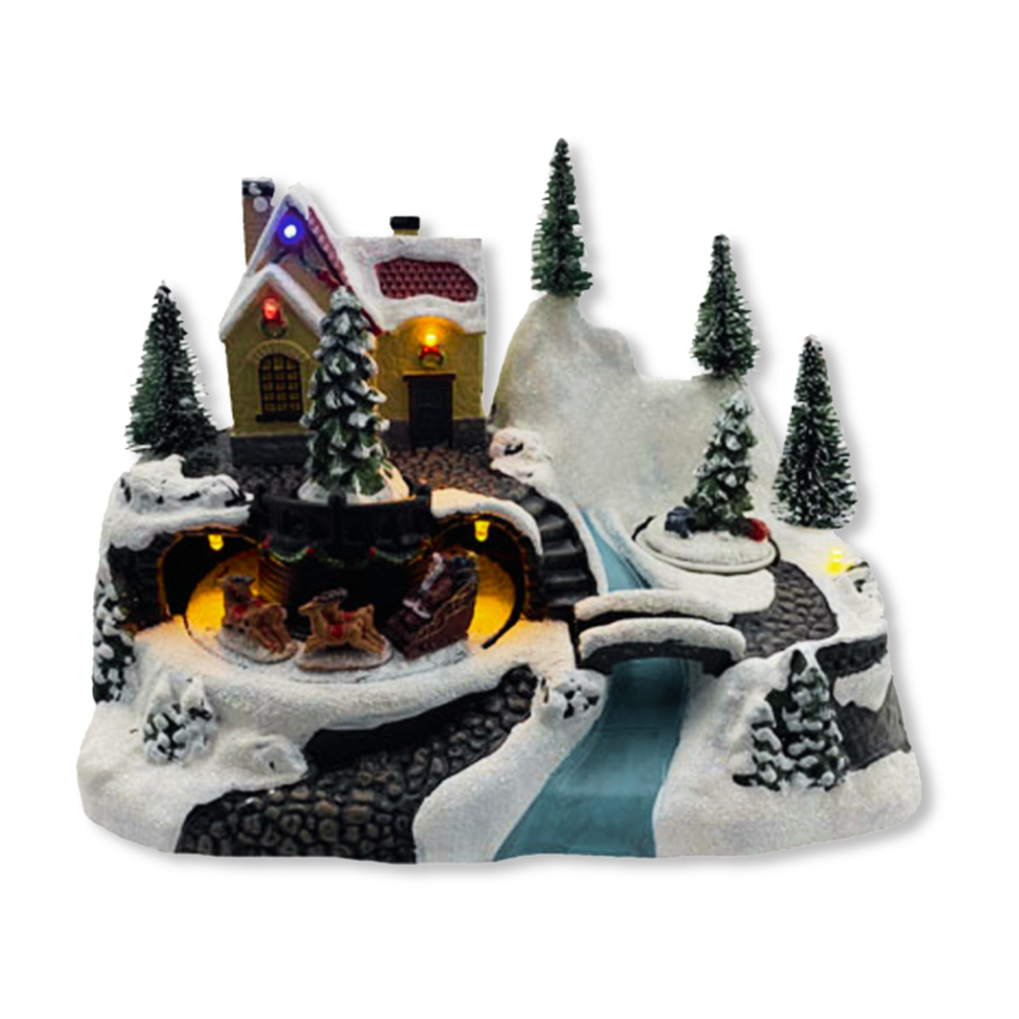 Carrousel de Noël avec arbres 24x15,7x17h cm