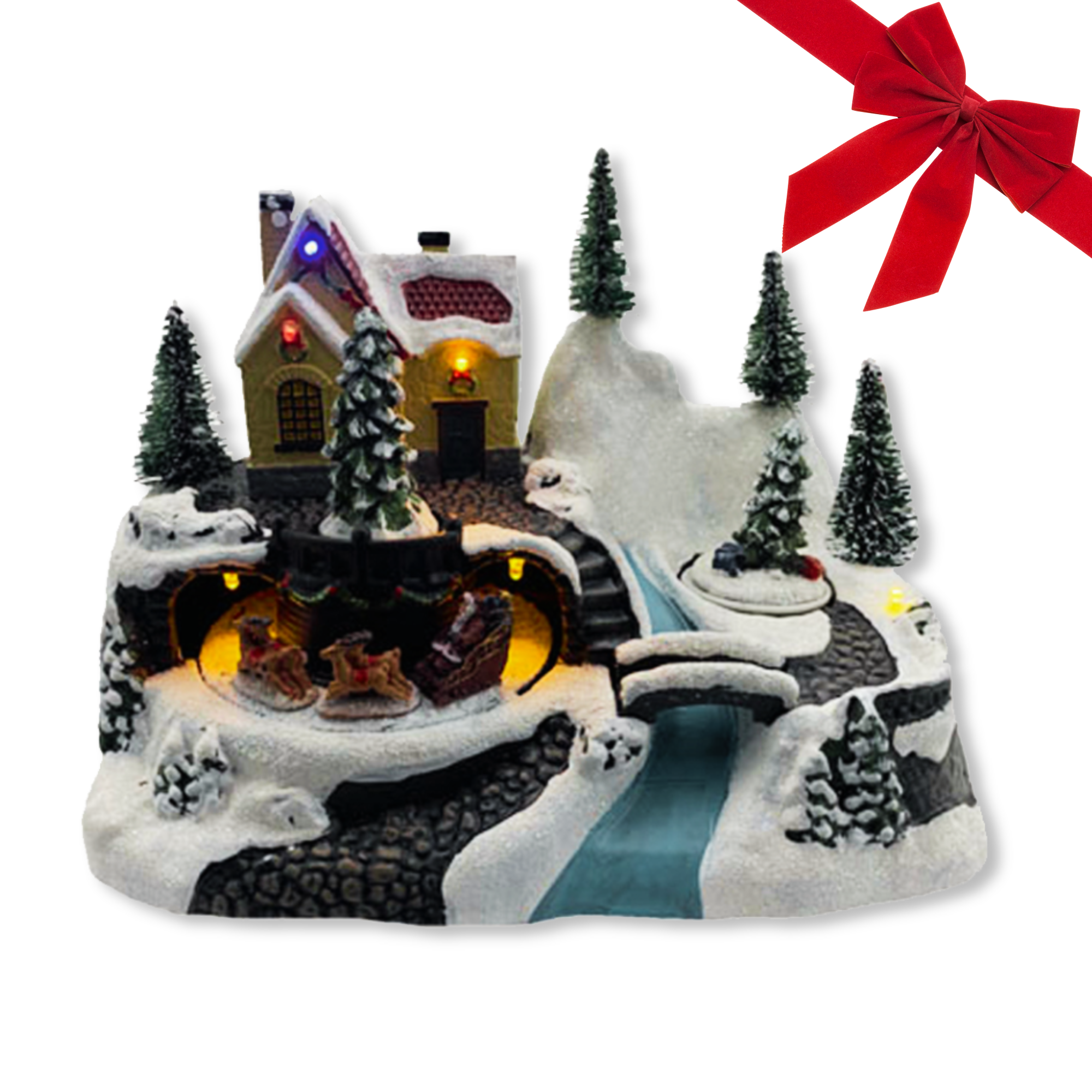 Carrousel de Noël avec arbres 24x15,7x17h cm