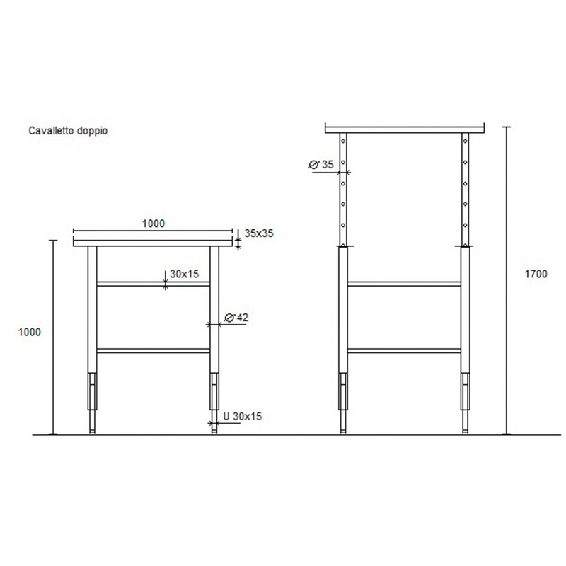 Chevalet double construction avec hauteur réglable 100-170 cm
