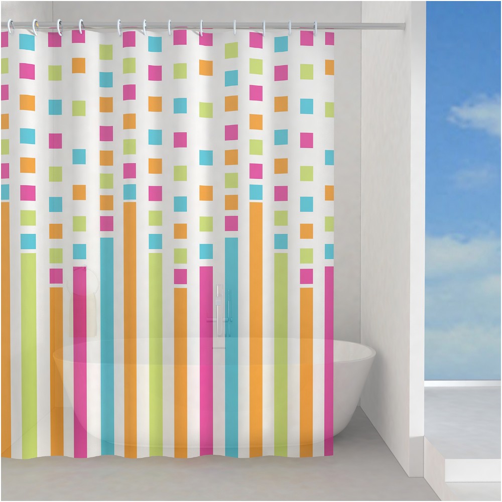 Rideau de douche de salle de bain en peva multicolore