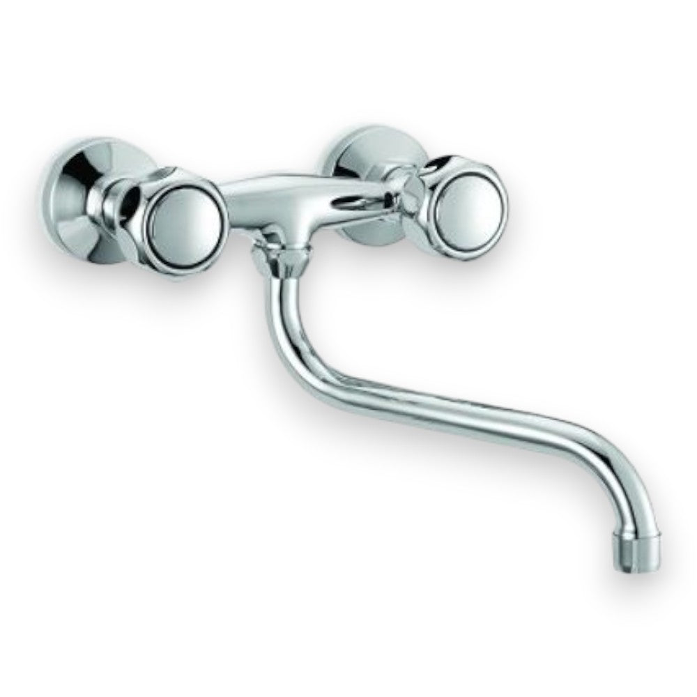 Robinet de lavabo mural en laiton chromé