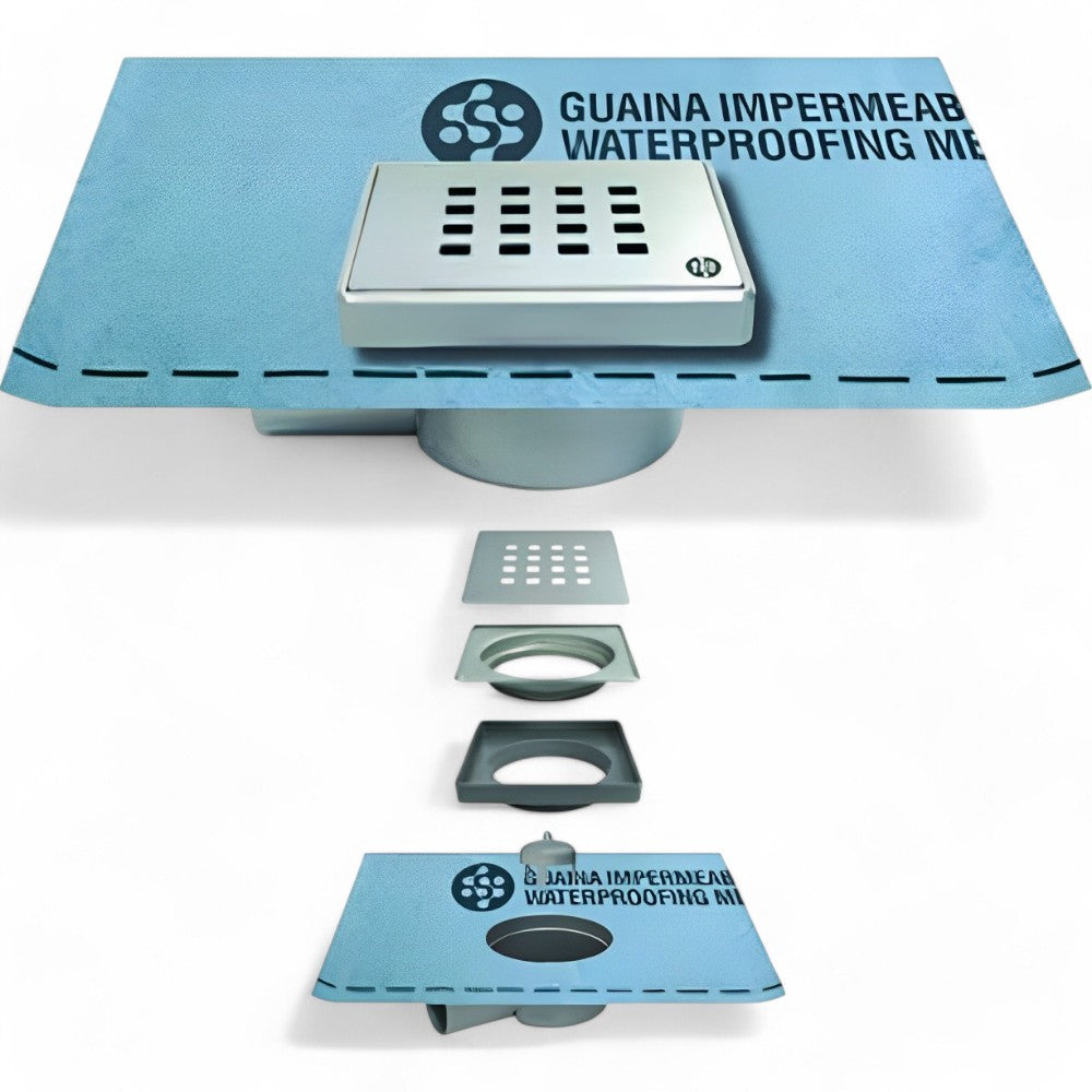 Regard Siphonné Ajustable Pour Douche Avec Gaine - 10x10 cm - Gaine 1x1 m