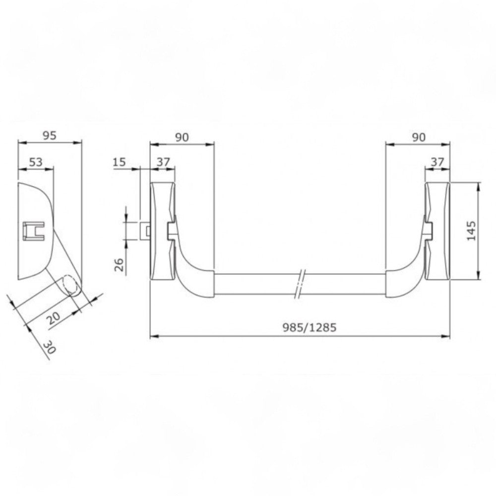 Loquet latéral noir réversible 9411 pour barre anti-panique - (9411000505)