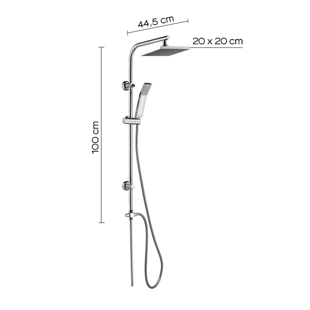 Set colonna doccia regolabile in acciaio 20x45x100 cm con soffione e doccetta 1 getto