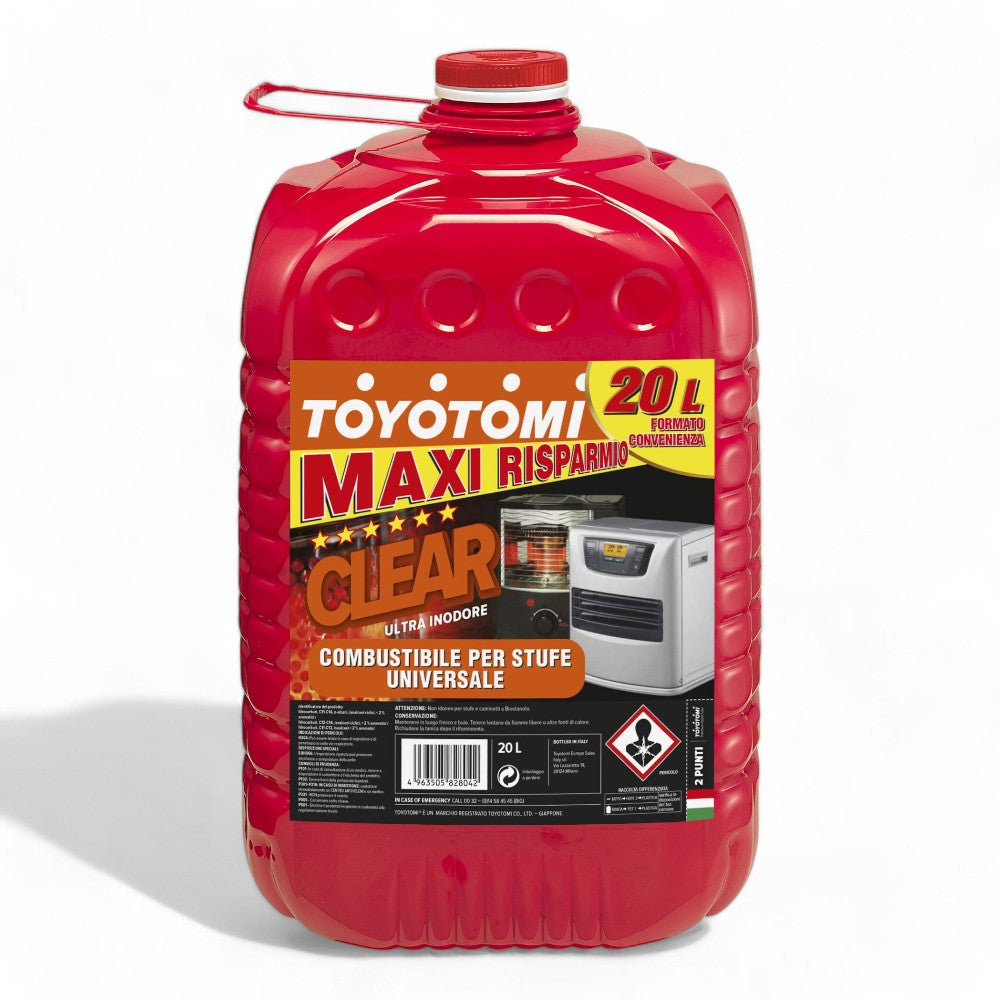 Combustibile liquido con tanica riciclabile in PET per stufe portatili 20 lt