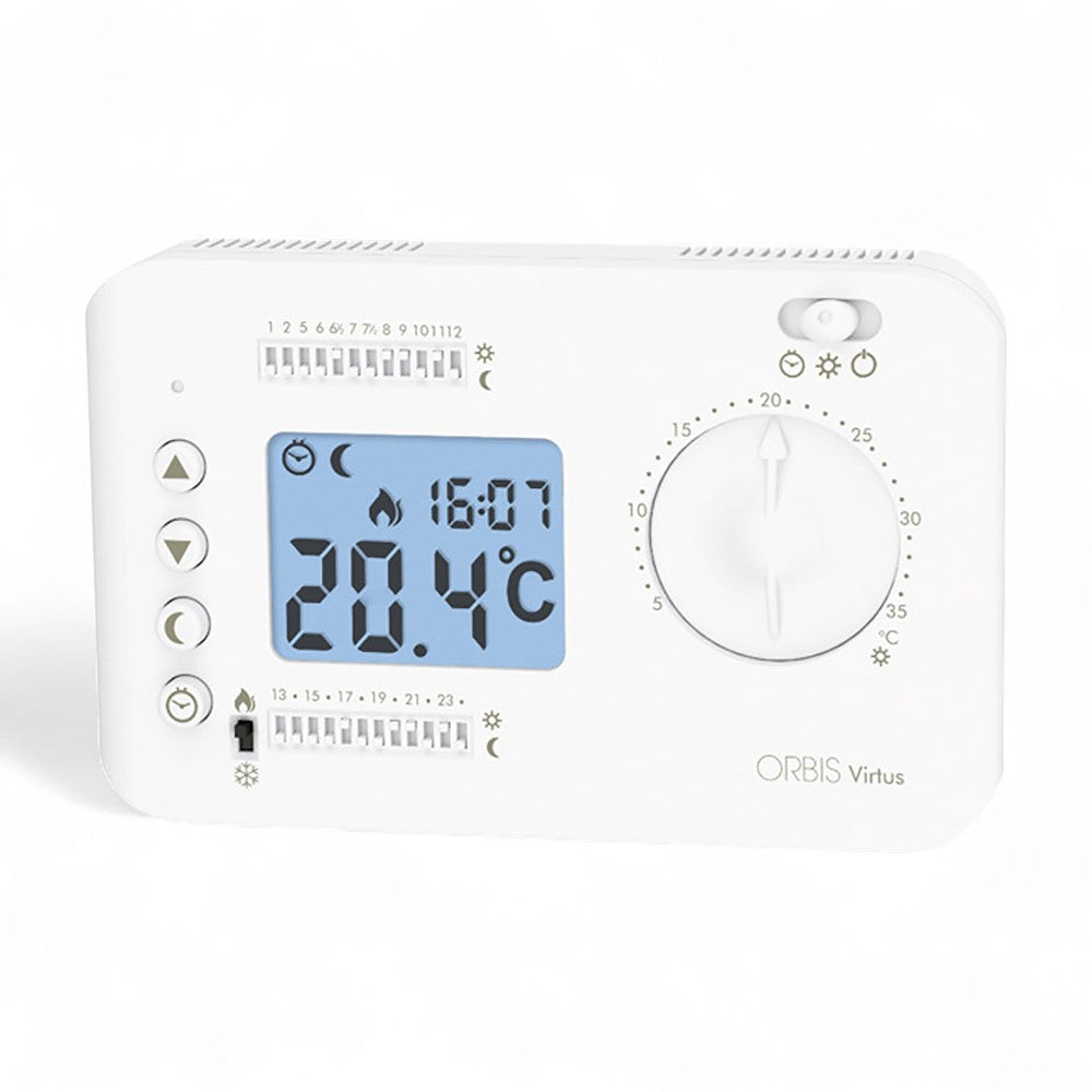 Cronotermostato digitale bianco con programmazione giornaliera Virtus