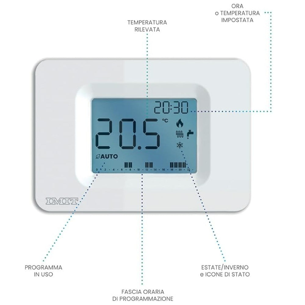 Cronotermostato a parete con programmazione giornaliera Orion Day Radio