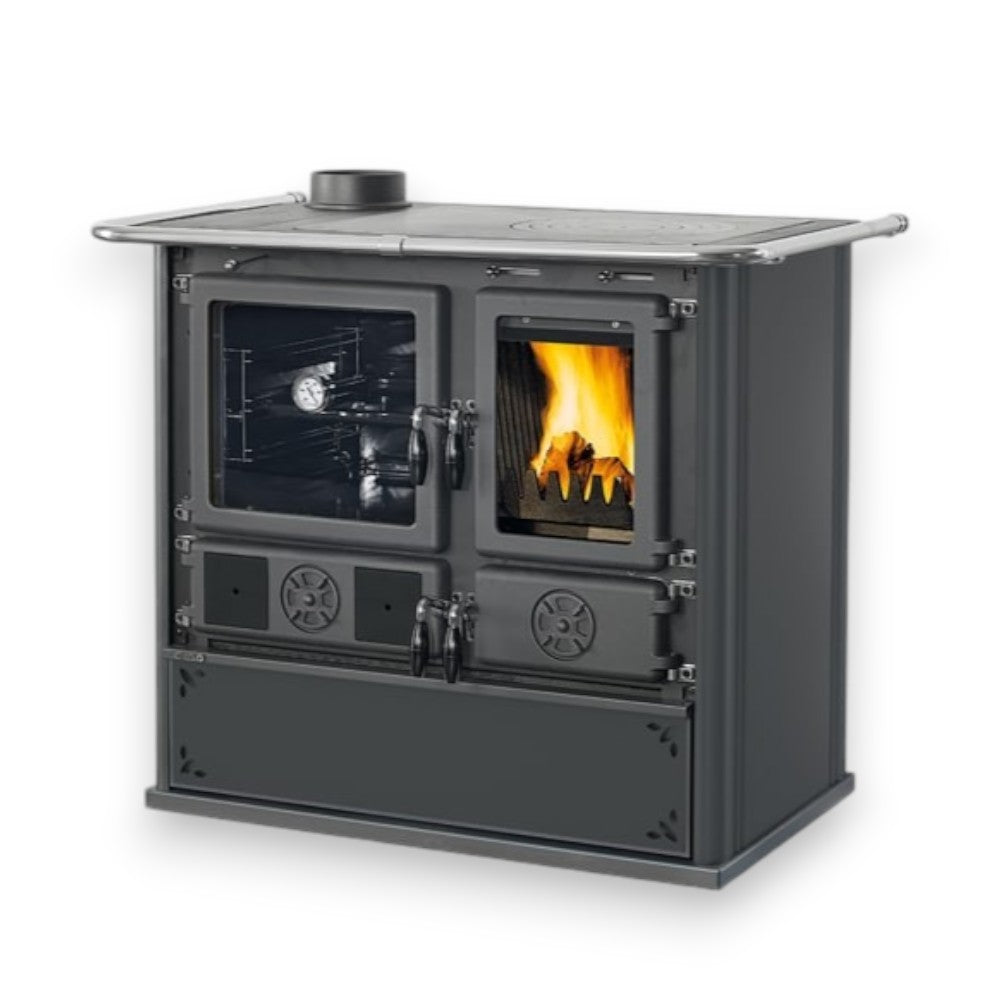 Cucina a legna in acciaio 8.8 Kw 103x65xH85 cm antracite 5.0 Steel Nordica